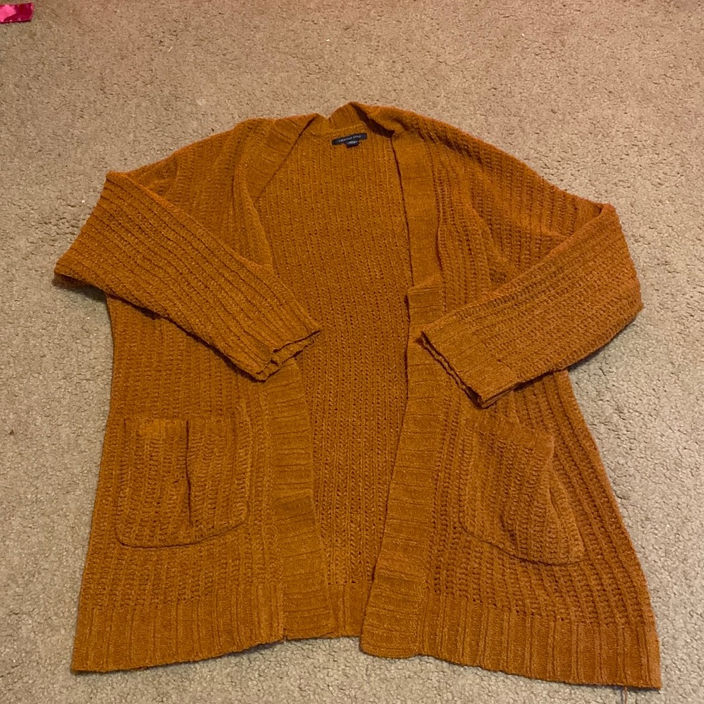 orange american eagle cardigan